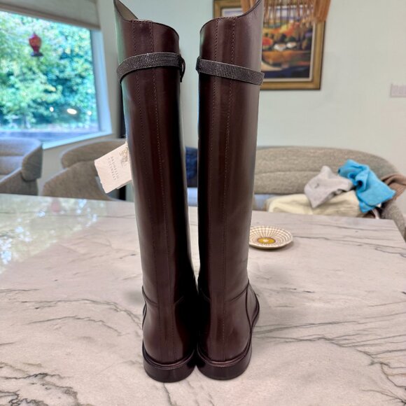 Brunello Cucinelli brown Leather Equestrian Riding Boots 36 - Picture 3 of 15